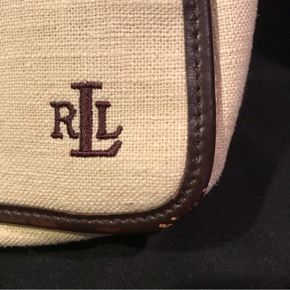 Ralph Lauren Purse - Shoulder, 12”x7”x3”, cream and brown, multiple pockets. - Picture 9 of 10